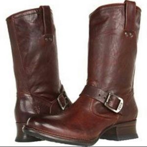Frye Mid-Calf Engineer Boot Dark Brown Burgundy Size 8